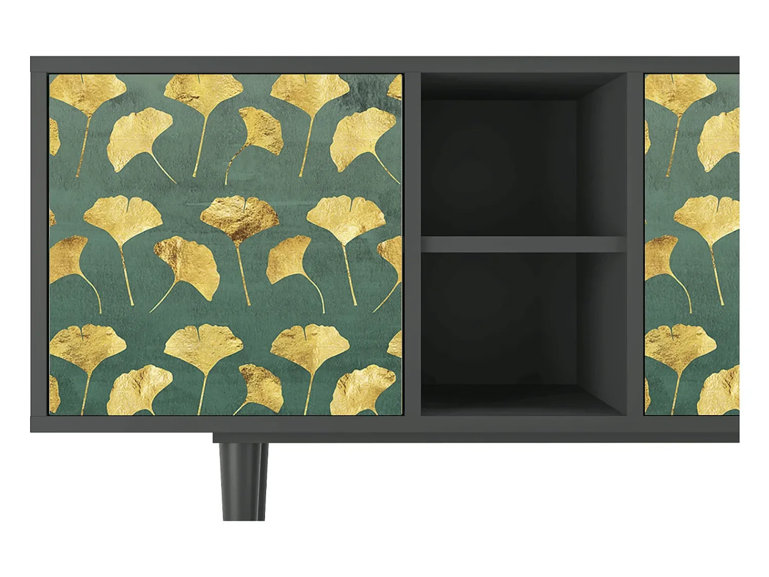 Móvel De Tv| Mueble de TV - 150х69х41 cm - T5 - Gingko leaves, Antracite Cinza antracite