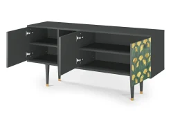 Móvel De Tv| Mueble de TV - 150х69х41 cm - T5 - Gingko leaves, Antracite Cinza antracite