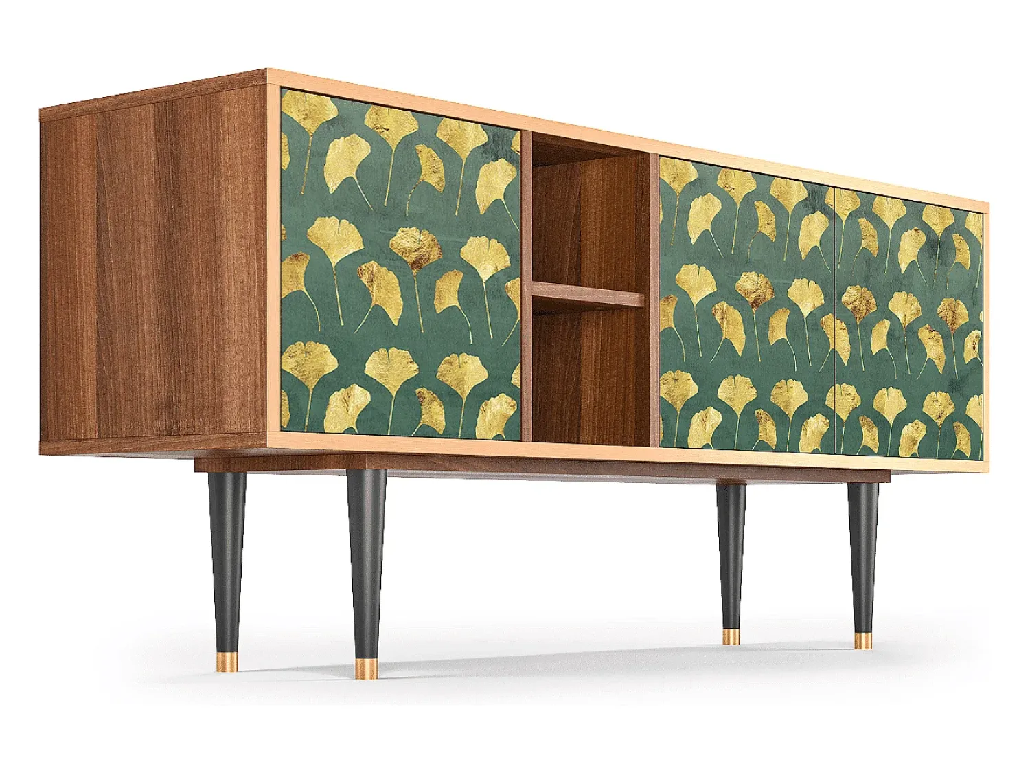 Móvel De Tv| Mueble de TV - 150х69х41 cm - T5 - Gingko leaves, Nogueira Castanho