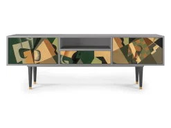 Sale Mueble de TV - 170х59х41 cm - T6 - Glass and Checkerboard, Cinza Cinzento