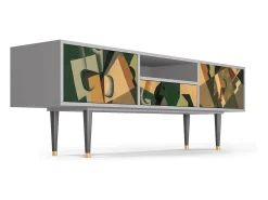 Sale Mueble de TV - 170х59х41 cm - T6 - Glass and Checkerboard, Cinza Cinzento