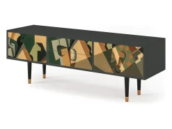 Móvel De Tv| Mueble de TV - 170х59х48 cm - T4 - Glass and Checkerboard, Antracite Cinza antracite