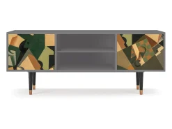Móvel De Tv* Mueble de TV - 170х69х48 cm - T2 - Glass and Checkerboard, Cinza Cinzento