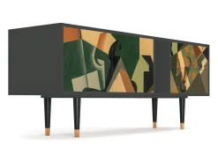 Móvel De Tv| Mueble de TV - 170х69х48 cm - T1 - Glass and Checkerboard, Antracite Cinza antracite