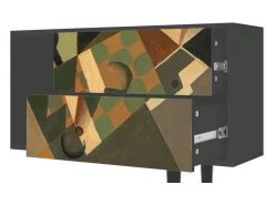 Móvel De Tv| Mueble de TV - 170х69х48 cm - T1 - Glass and Checkerboard, Antracite Cinza antracite