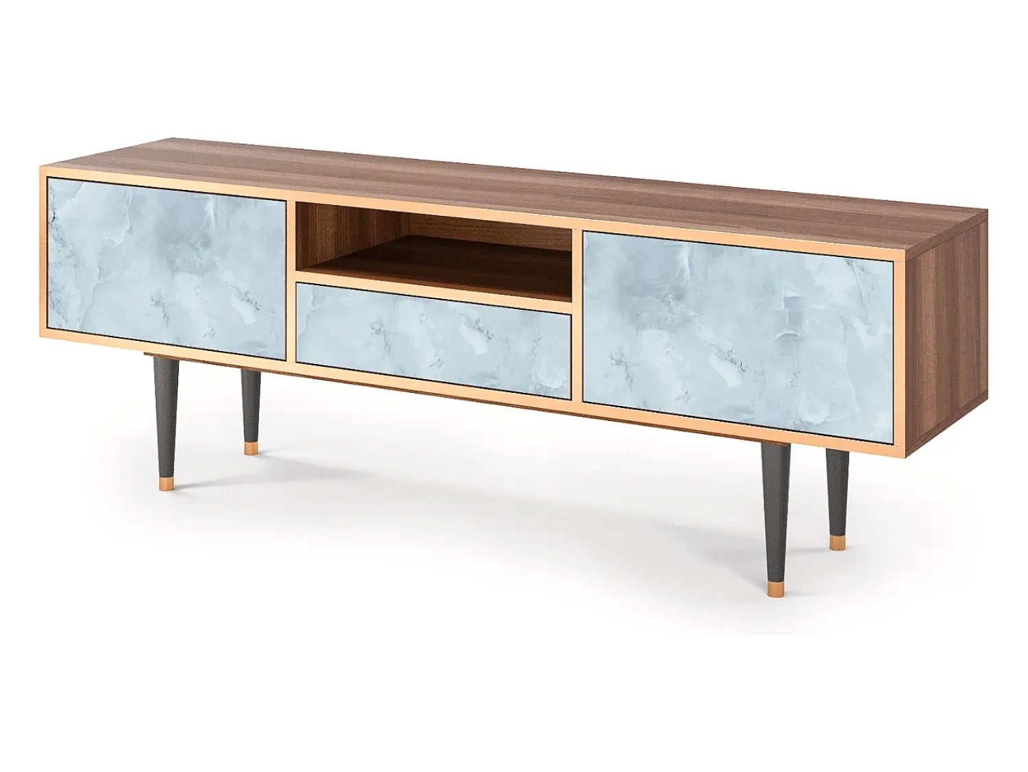 Móvel De Tv* Mueble de TV - 170х59х41 cm - T6 - Glacial Colour, Nogueira Castanho