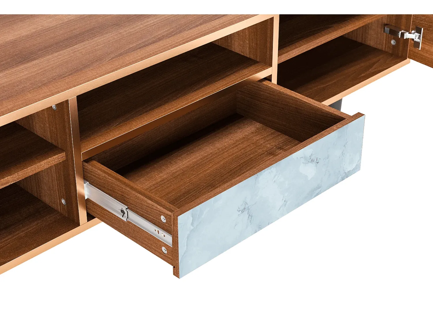 Móvel De Tv* Mueble de TV - 170х59х41 cm - T6 - Glacial Colour, Nogueira Castanho