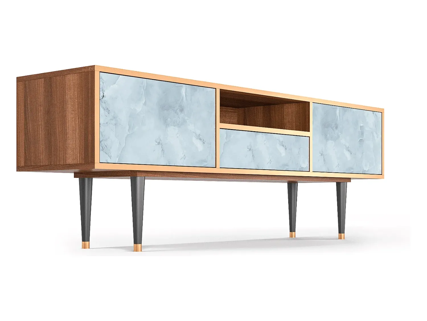 Móvel De Tv* Mueble de TV - 170х59х41 cm - T6 - Glacial Colour, Nogueira Castanho