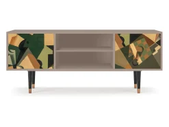 Móvel De Tv| Mueble de TV - 170х69х48 cm - T2 - Glass and Checkerboard, Latte Bege