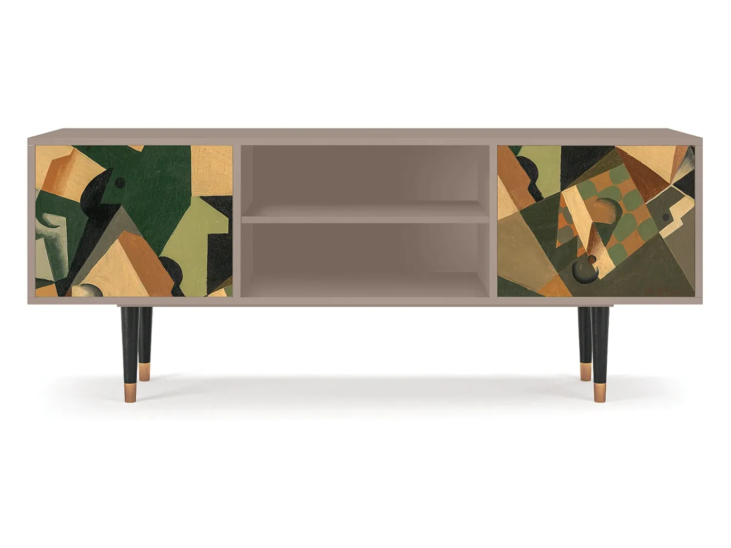 Móvel De Tv| Mueble de TV - 170х69х48 cm - T2 - Glass and Checkerboard, Latte Bege