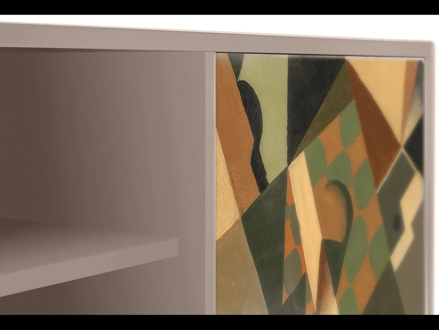 Móvel De Tv| Mueble de TV - 170х69х48 cm - T2 - Glass and Checkerboard, Latte Bege