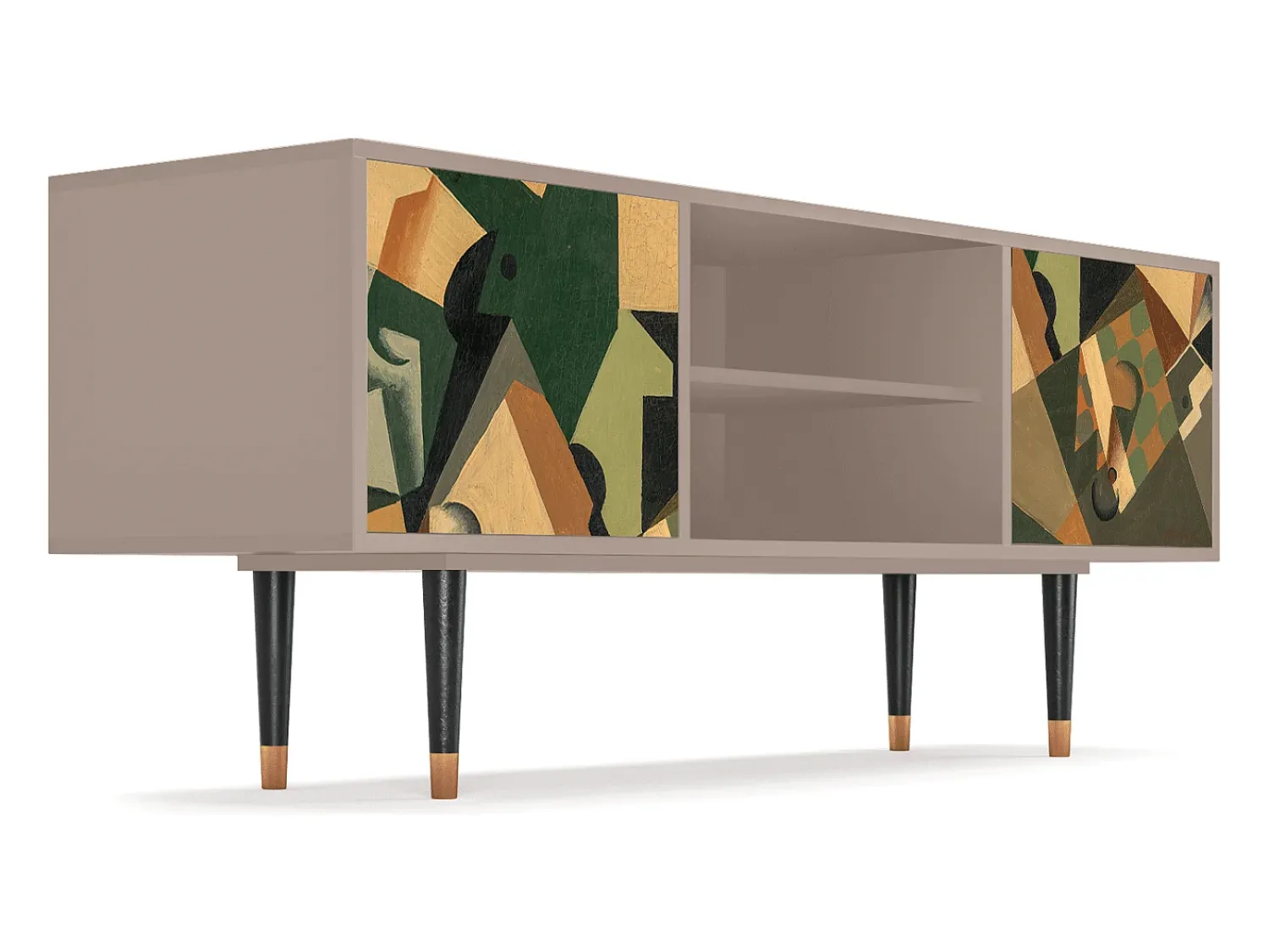 Móvel De Tv| Mueble de TV - 170х69х48 cm - T2 - Glass and Checkerboard, Latte Bege