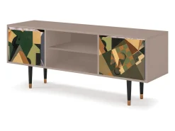 Móvel De Tv| Mueble de TV - 170х69х48 cm - T2 - Glass and Checkerboard, Latte Bege