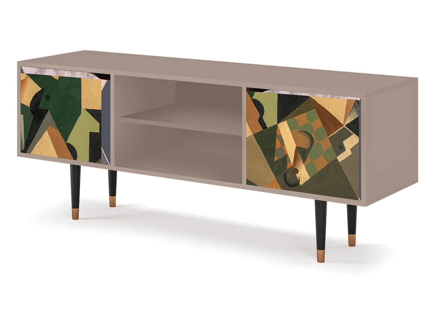 Móvel De Tv| Mueble de TV - 170х69х48 cm - T2 - Glass and Checkerboard, Latte Bege