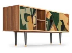 Sale Mueble de TV - 150х69х41 cm - T5 - Glass and Checkerboard, Nogueira Castanho