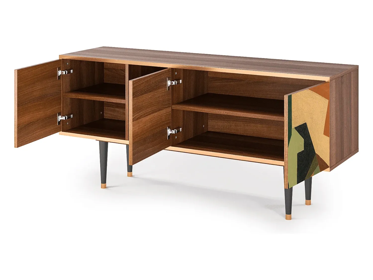 Sale Mueble de TV - 150х69х41 cm - T5 - Glass and Checkerboard, Nogueira Castanho