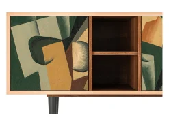 Sale Mueble de TV - 150х69х41 cm - T5 - Glass and Checkerboard, Nogueira Castanho