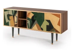 Sale Mueble de TV - 150х69х41 cm - T5 - Glass and Checkerboard, Nogueira Castanho