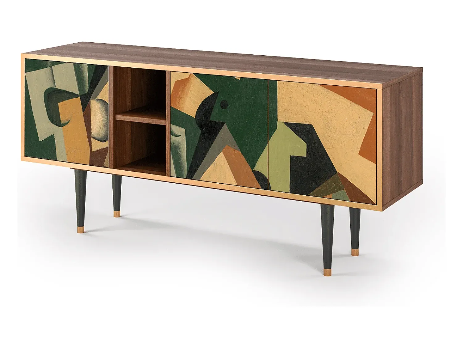 Sale Mueble de TV - 150х69х41 cm - T5 - Glass and Checkerboard, Nogueira Castanho