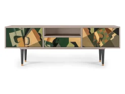 Discount Mueble de TV - 170х59х41 cm - T6 - Glass and Checkerboard, Latte Bege