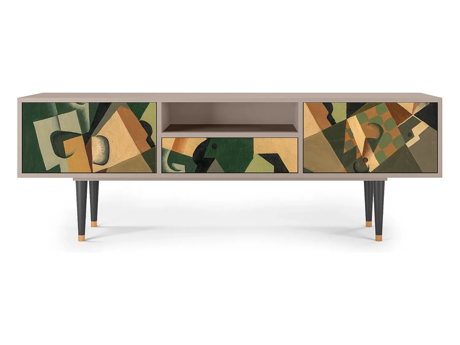 Discount Mueble de TV - 170х59х41 cm - T6 - Glass and Checkerboard, Latte Bege