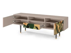 Discount Mueble de TV - 170х59х41 cm - T6 - Glass and Checkerboard, Latte Bege