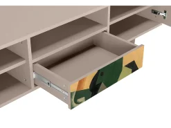 Discount Mueble de TV - 170х59х41 cm - T6 - Glass and Checkerboard, Latte Bege