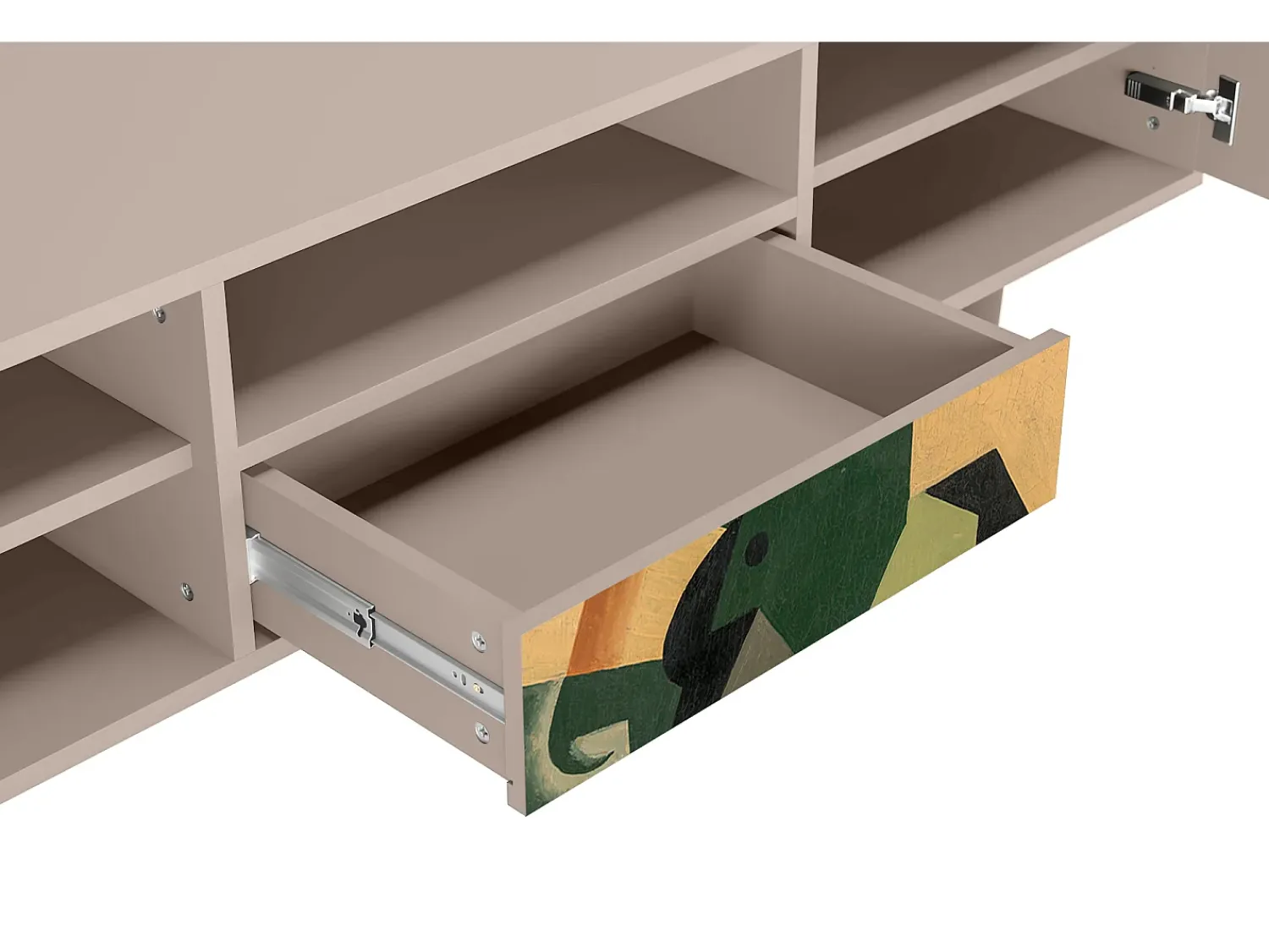 Discount Mueble de TV - 170х59х41 cm - T6 - Glass and Checkerboard, Latte Bege
