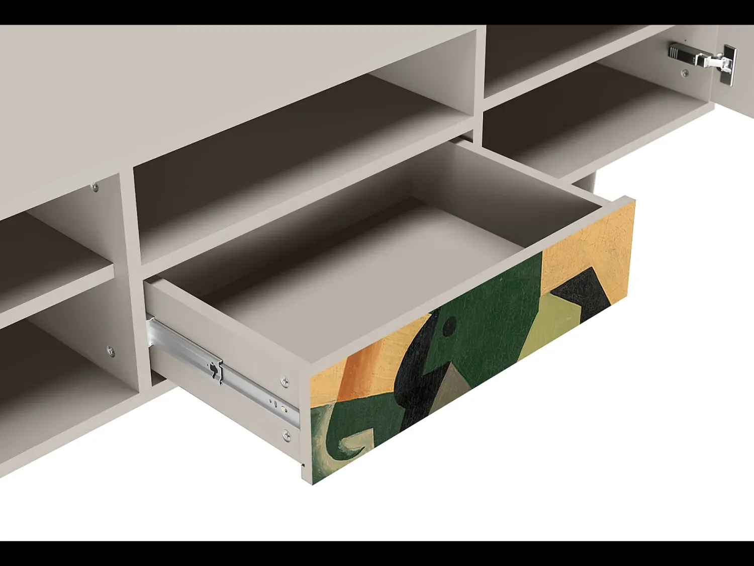 Móvel De Tv| Mueble de TV - 170х59х41 cm - T6 - Glass and Checkerboard, Areia Bege