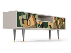 Móvel De Tv| Mueble de TV - 170х59х41 cm - T6 - Glass and Checkerboard, Areia Bege