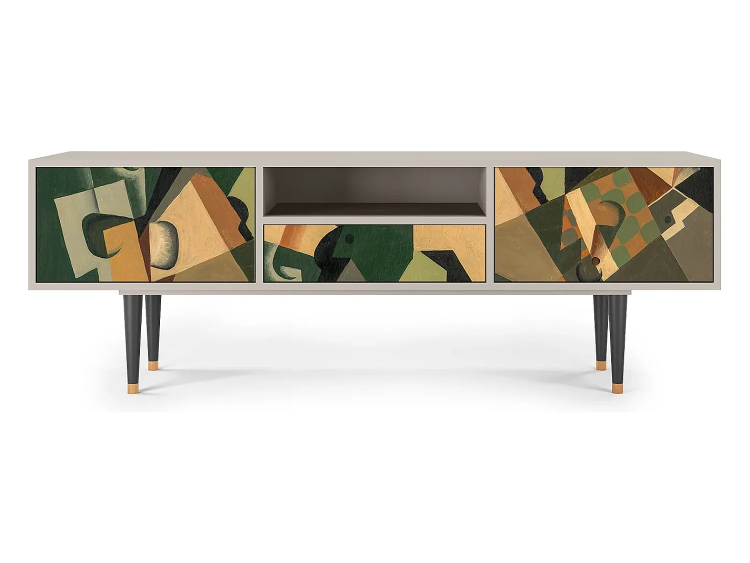Móvel De Tv| Mueble de TV - 170х59х41 cm - T6 - Glass and Checkerboard, Areia Bege