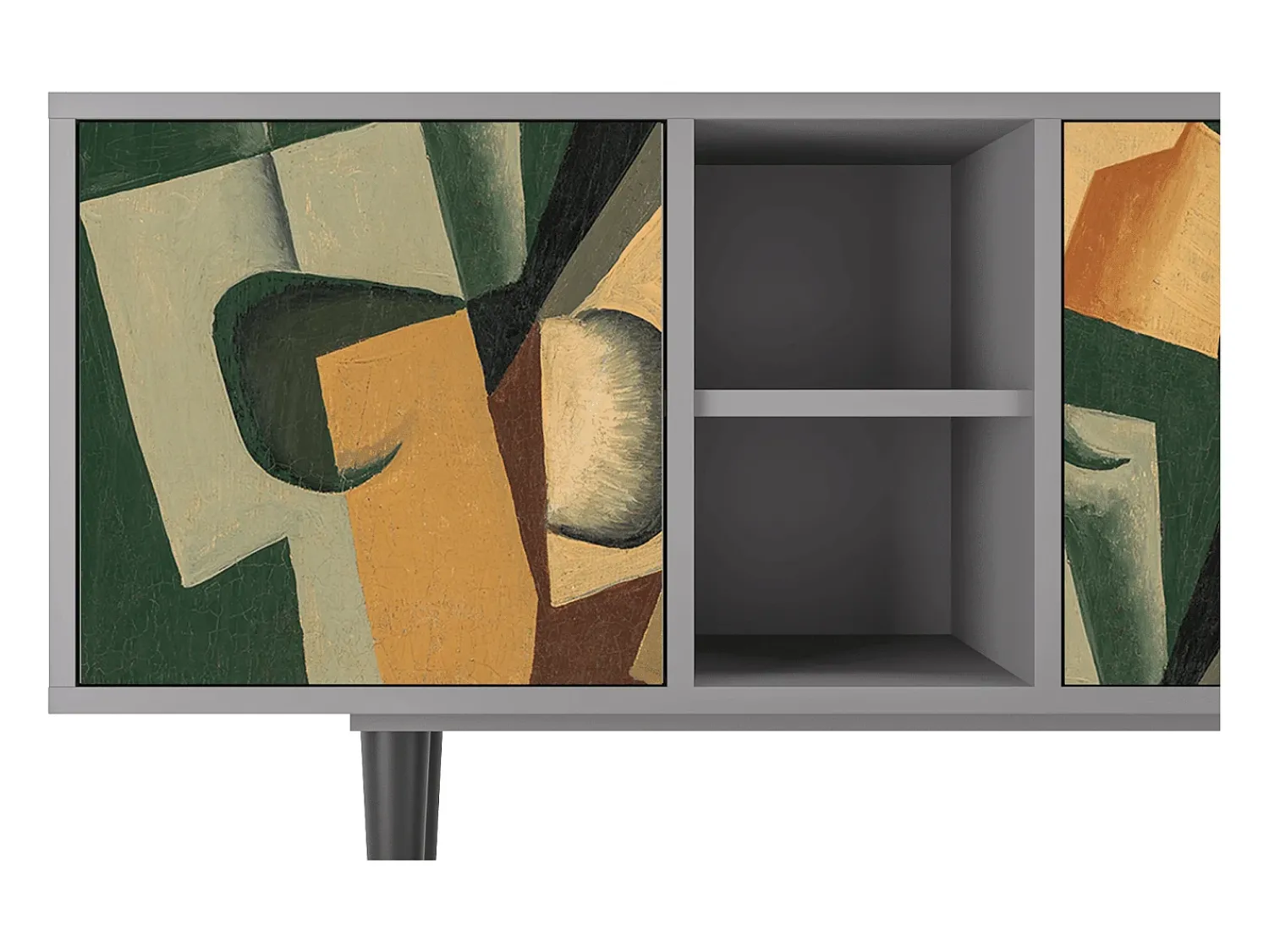 Mueble de TV - 150х69х41 cm - T5 - Glass and Checkerboard, Cinza Cinzento