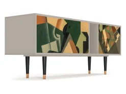 Móvel De Tv| Mueble de TV - 170х69х48 cm - T1 - Glass and Checkerboard, Areia Bege
