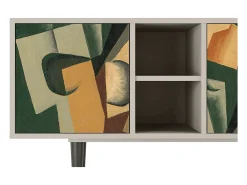Discount Mueble de TV - 150х69х41 cm - T5 - Glass and Checkerboard, Areia Bege