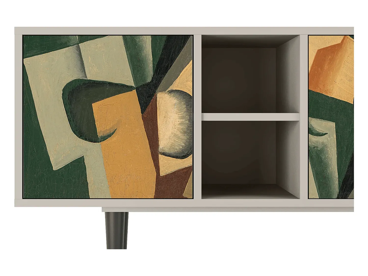 Discount Mueble de TV - 150х69х41 cm - T5 - Glass and Checkerboard, Areia Bege