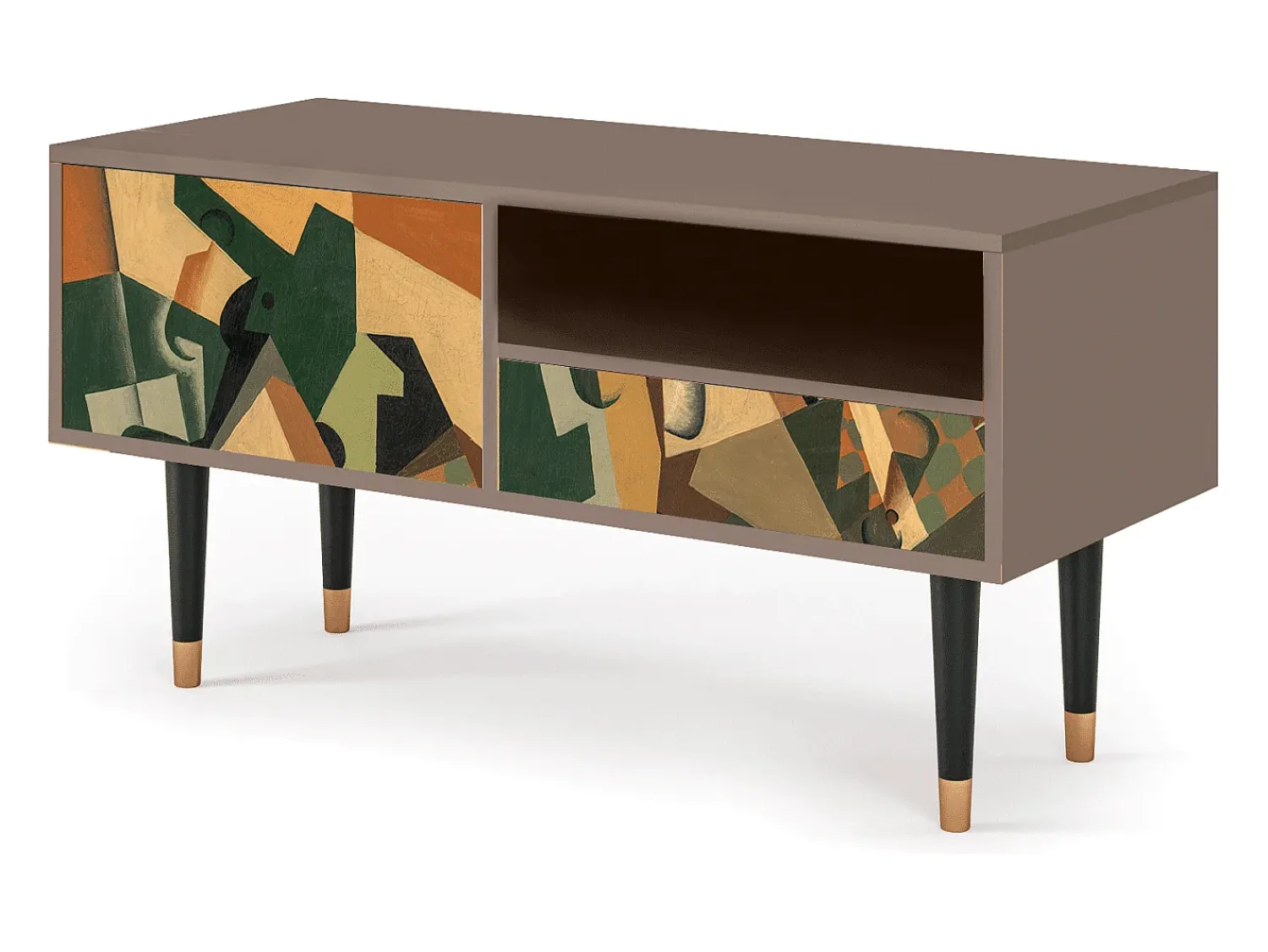Mueble de TV - 115х59х48 cm - T3 - Glass and Checkerboard, Latte^ Móvel De Tv