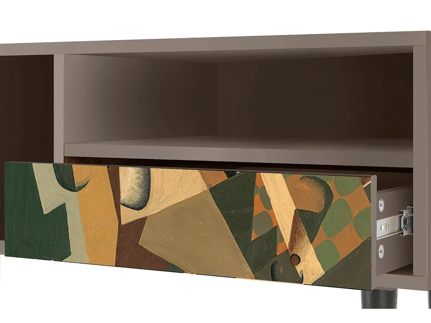 Mueble de TV - 115х59х48 cm - T3 - Glass and Checkerboard, Latte^ Móvel De Tv