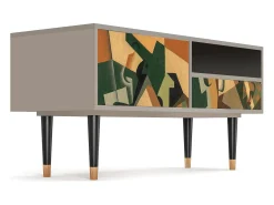 Móvel De Tv* Mueble de TV - 115х59х48 cm - T3 - Glass and Checkerboard, Areia Bege