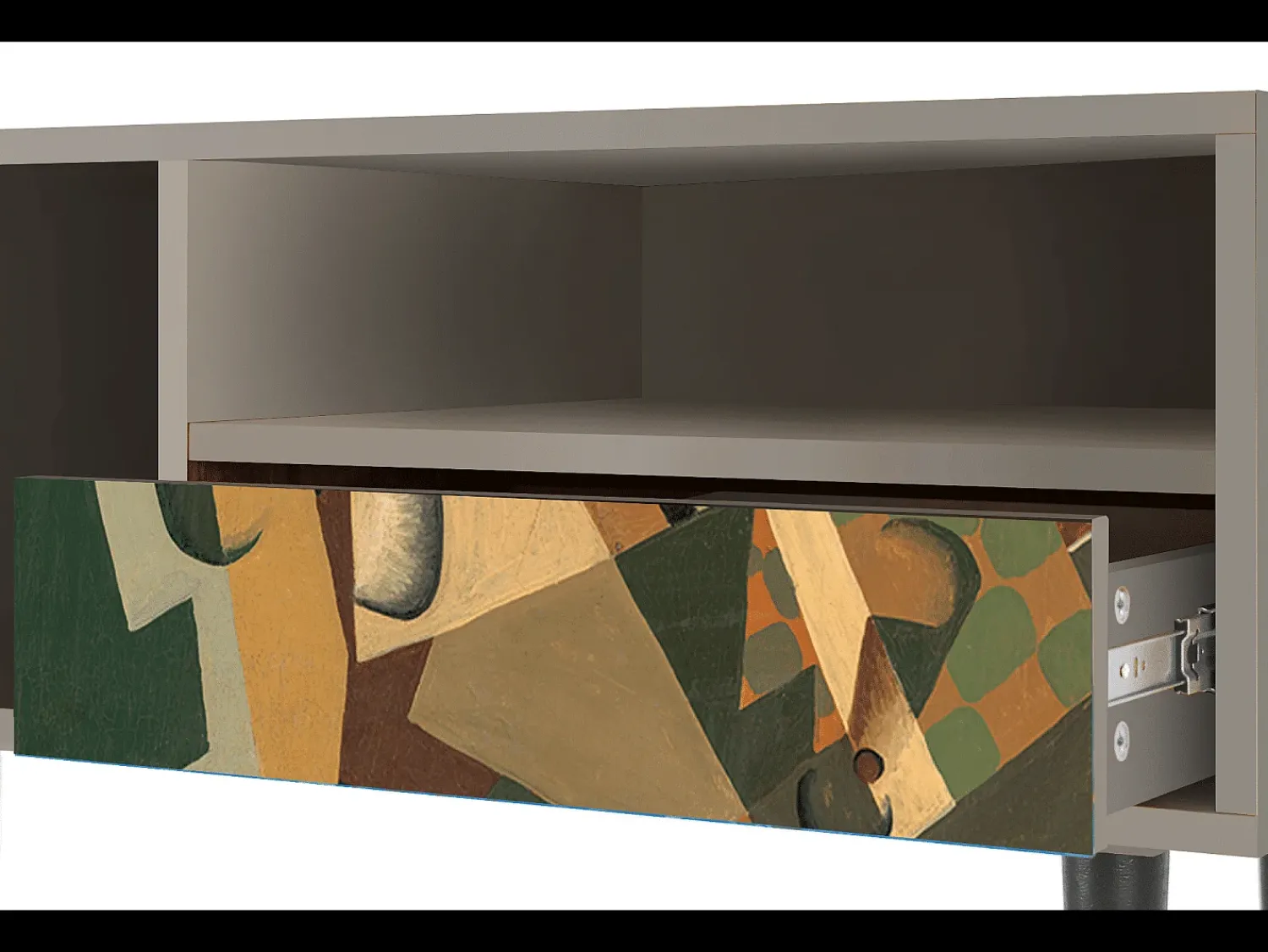 Móvel De Tv* Mueble de TV - 115х59х48 cm - T3 - Glass and Checkerboard, Areia Bege