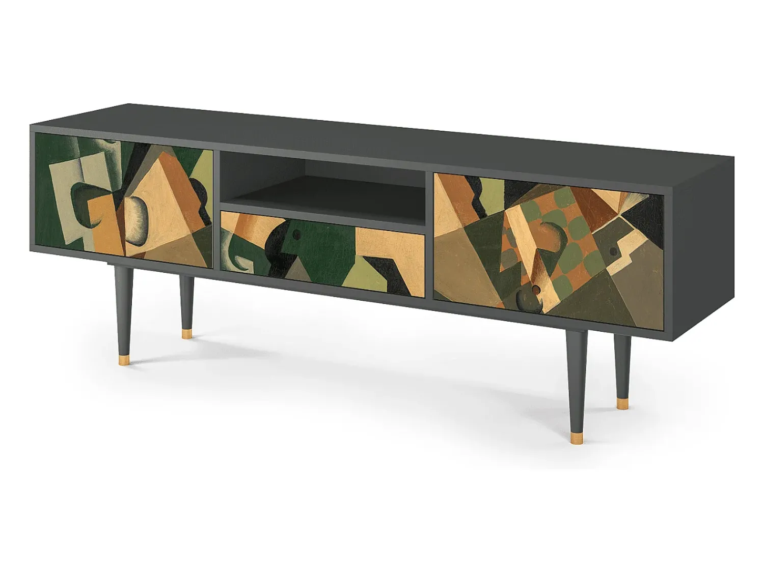 Mueble de TV - 170х59х41 cm - T6 - Glass and Checkerboard, Antracite^ Móvel De Tv