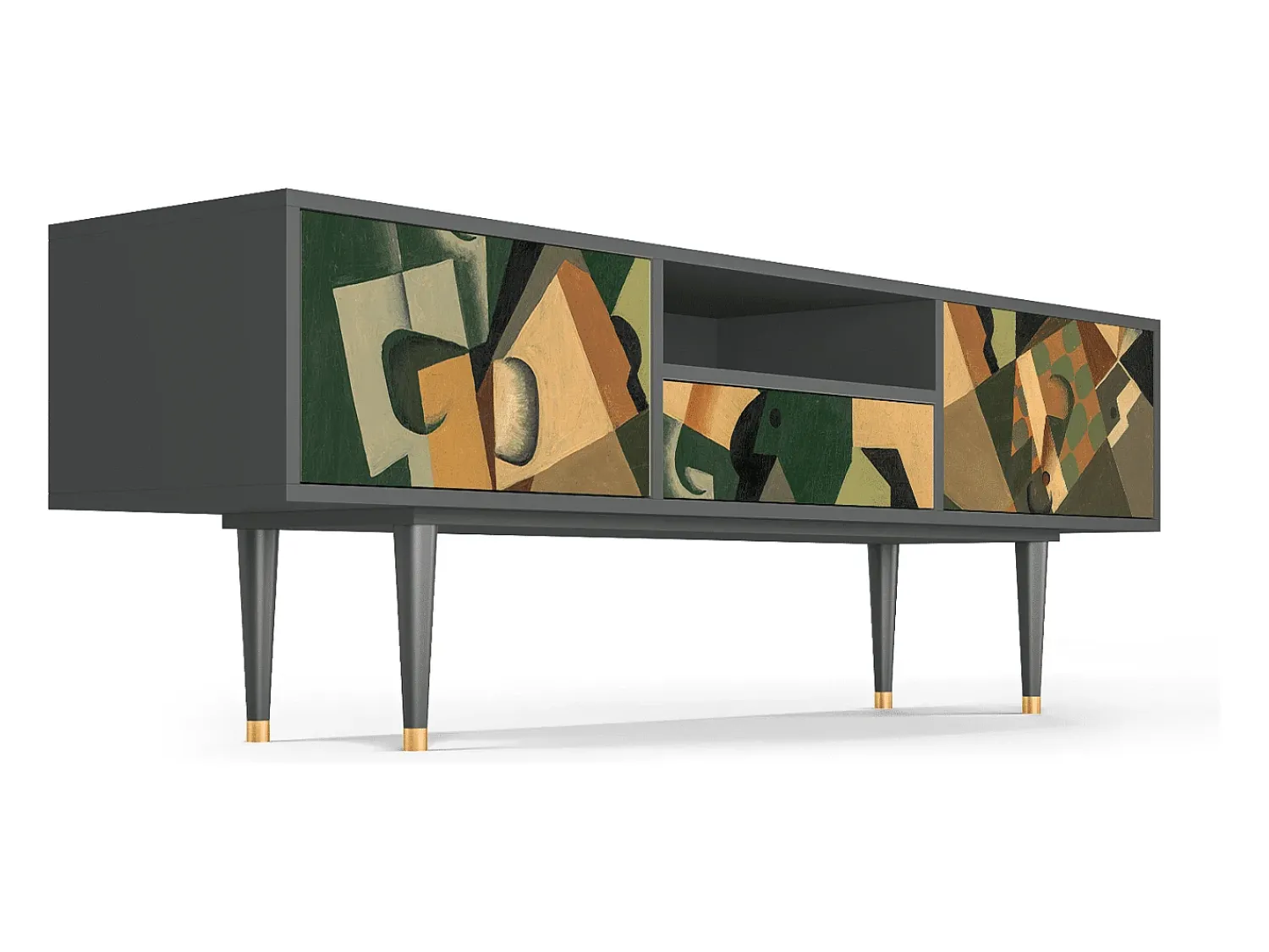 Mueble de TV - 170х59х41 cm - T6 - Glass and Checkerboard, Antracite^ Móvel De Tv