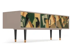 Móvel De Tv* Mueble de TV - 170х59х48 cm - T4 - Glass and Checkerboard, Latte Bege