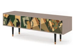 Móvel De Tv* Mueble de TV - 170х59х48 cm - T4 - Glass and Checkerboard, Latte Bege