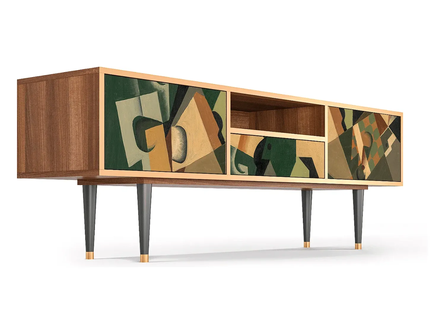Mueble de TV - 170х59х41 cm - T6 - Glass and Checkerboard, Nogueira^ Móvel De Tv