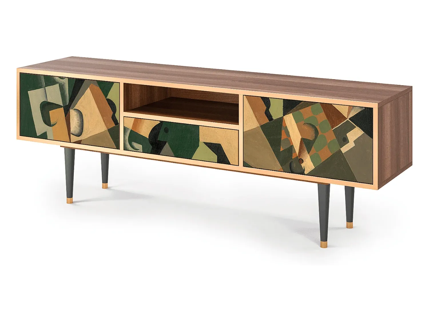 Mueble de TV - 170х59х41 cm - T6 - Glass and Checkerboard, Nogueira^ Móvel De Tv