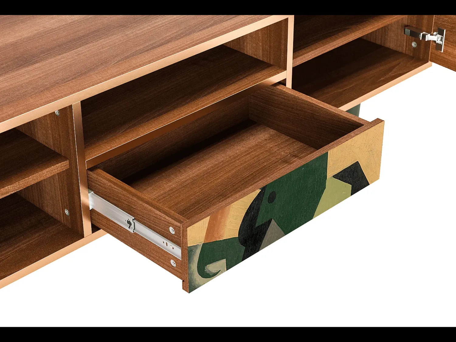 Mueble de TV - 170х59х41 cm - T6 - Glass and Checkerboard, Nogueira^ Móvel De Tv