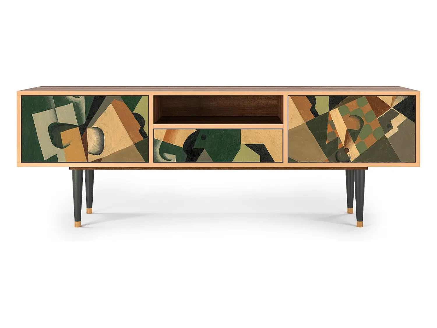Mueble de TV - 170х59х41 cm - T6 - Glass and Checkerboard, Nogueira^ Móvel De Tv