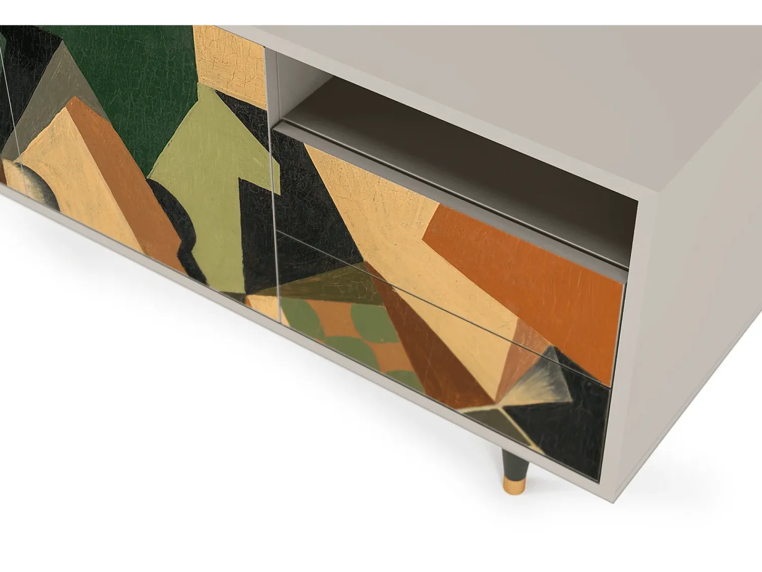 Móvel De Tv| Mueble de TV - 125х56х41 cm - T7 - Glass and Checkerboard, Areia Bege