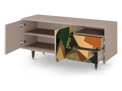 Móvel De Tv* Mueble de TV - 125х56х41 cm - T7 - Glass and Checkerboard, Latte Bege