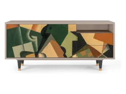 Móvel De Tv* Mueble de TV - 125х56х41 cm - T7 - Glass and Checkerboard, Latte Bege